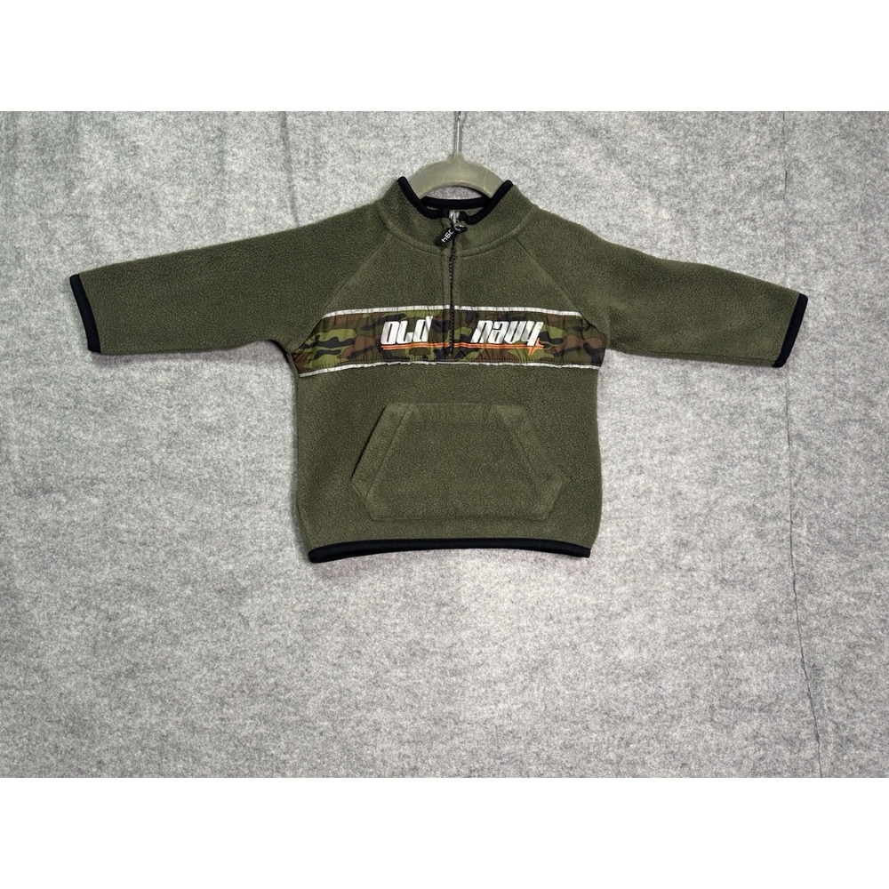 Vintage 2005 Old Navy Baby Camo Fleece Baby Boy Pullover 6-12m, Y2K Quarter Zip